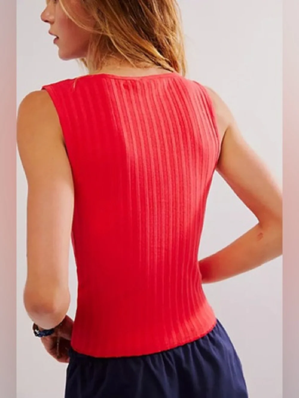 NWT FREE PEOPLE Tilly Vest | Tomato Puree MSRP $58 Size L - Picture 4 of 6